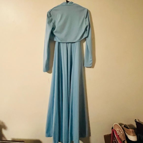 Vintage 1970s Gown with Matching Bolero 1970s Prom Dress Disco Hippy 60s - Picture 6 of 15